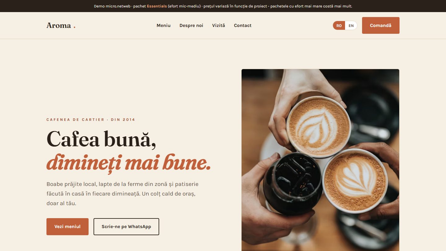 Exemplu Essentials - demo cafenea Aroma